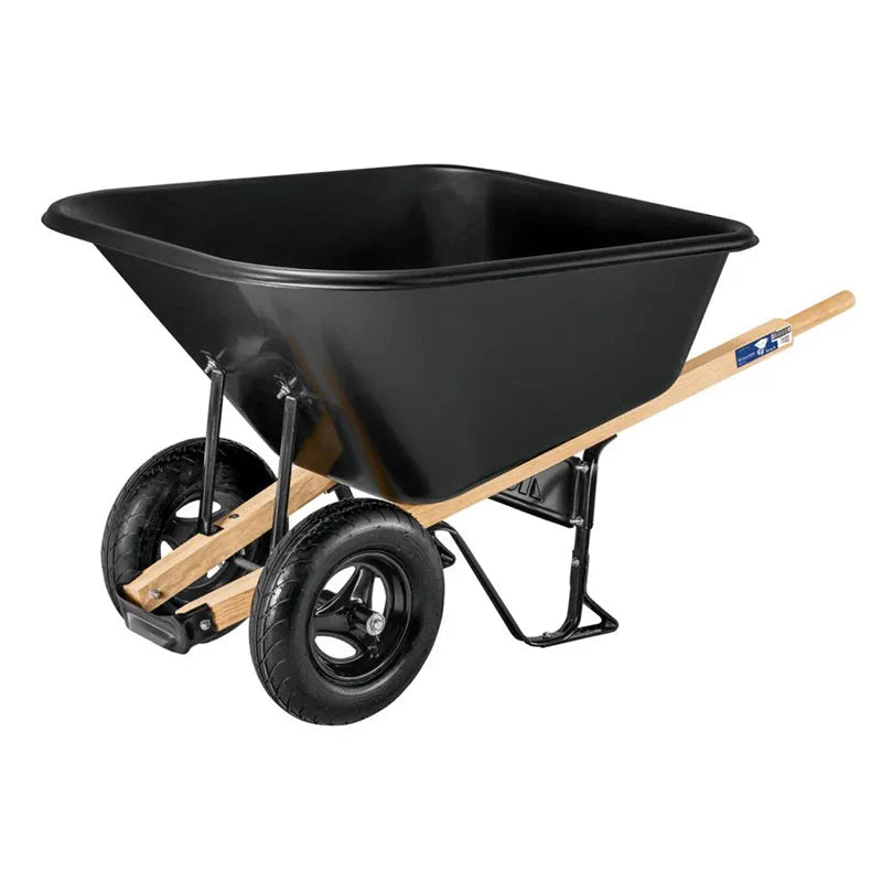 10 cu ft Poly Wheelbarrow with Dual 16 Pneumatic Tires and Hardwood Handles