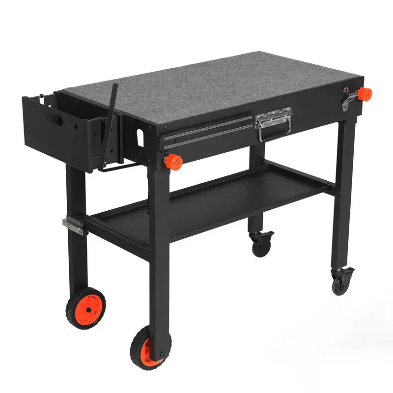 Adjustable 3-Shelf Indoor & Outdoor Grill Table , Portable Work Table with Stainless Steel Tabletop