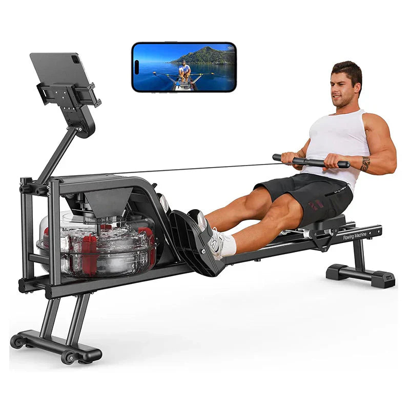 Magnetic/Water Rowing Machine 350 LB Weight Capacity – Foldable Rower for Home Use with Bluetooth, App Supported, Tablet Holder and Comfortable Seat Cushion