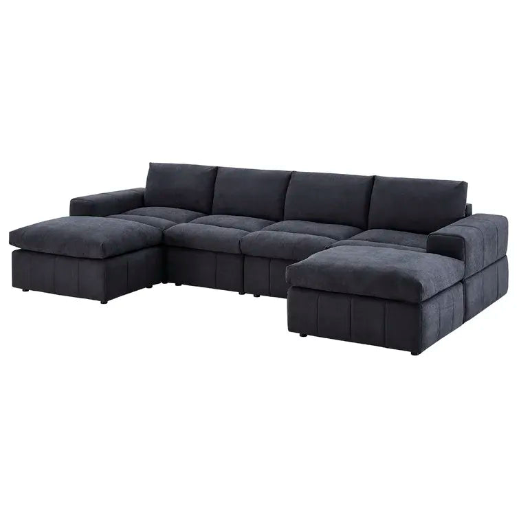 134 Wide Reversible Modular Sectional with Ottoman