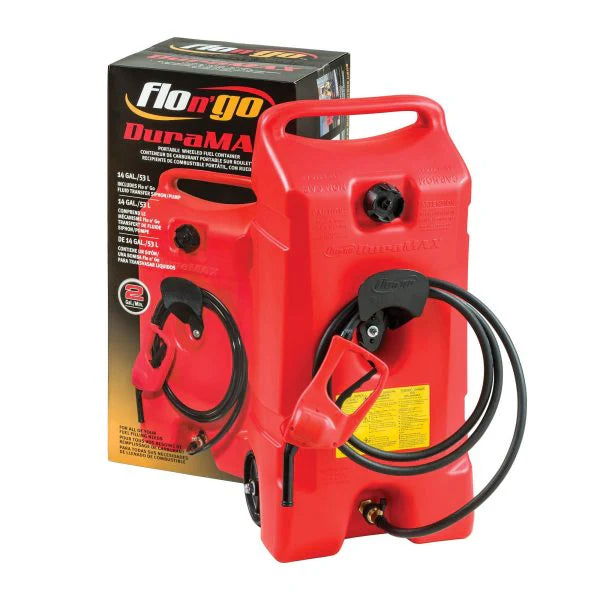 14 Gallon Portable Gas Fuel Tank with Pump, 2 Pack, Red