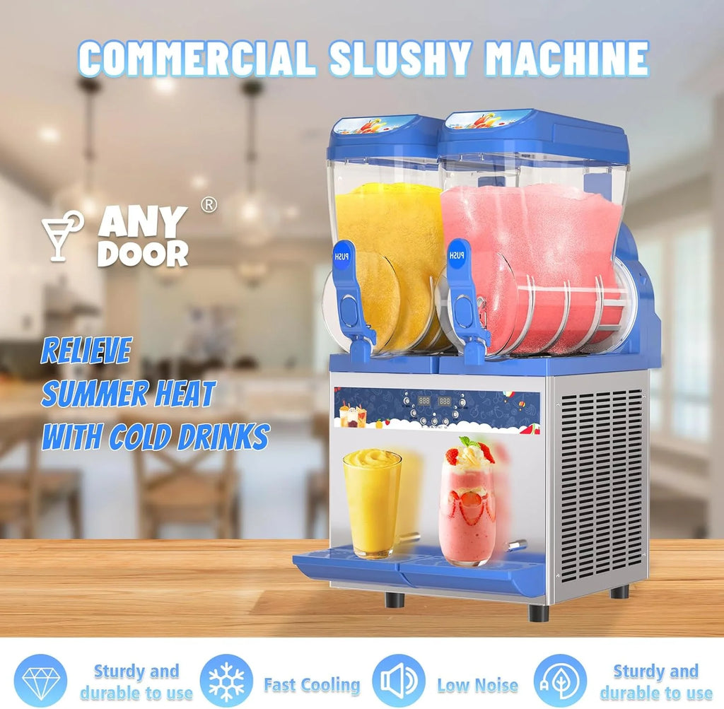 Commercial Slushy Machine – 1000W 30L Tanks Slush Maker Machine 304 Stainless Steel Commercial Margarita Machines Efficient Cooling the Ideal Slushie Maker for Bars Cafes Restaurants