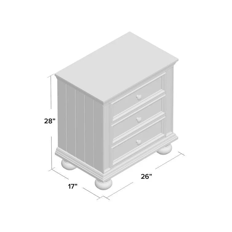 28” Tall 3 – Drawer Nightstand Set of 2