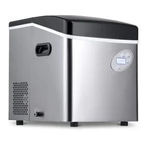 Portable Ice Maker 50 lb. Daily, 12 Cubes in Under 7 Minutes – Compact Countertop Design – 3 Size Bullet Shaped Ice – for Kitchen/Office/RV/Bar – Stainless Steel