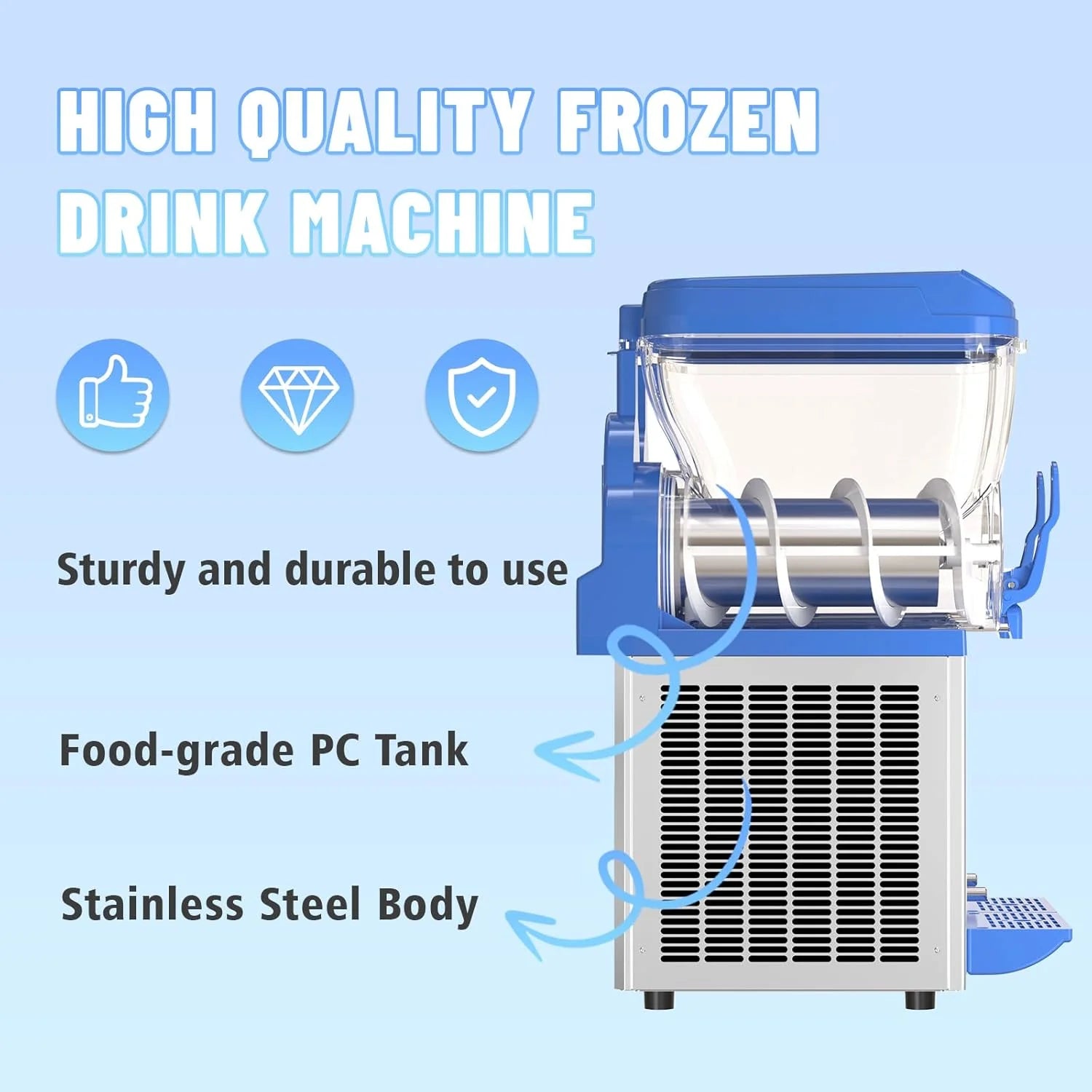 Commercial Slushy Machine – 1000W 30L Tanks Slush Maker Machine 304 Stainless Steel Commercial Margarita Machines Efficient Cooling the Ideal Slushie Maker for Bars Cafes Restaurants
