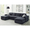 134 Wide Reversible Modular Sectional with Ottoman