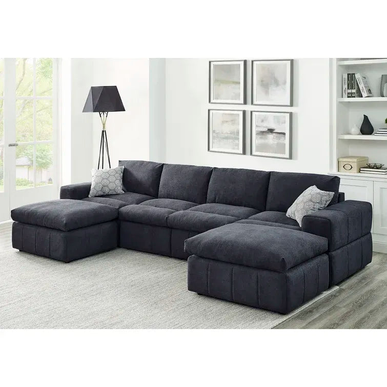 134 Wide Reversible Modular Sectional with Ottoman