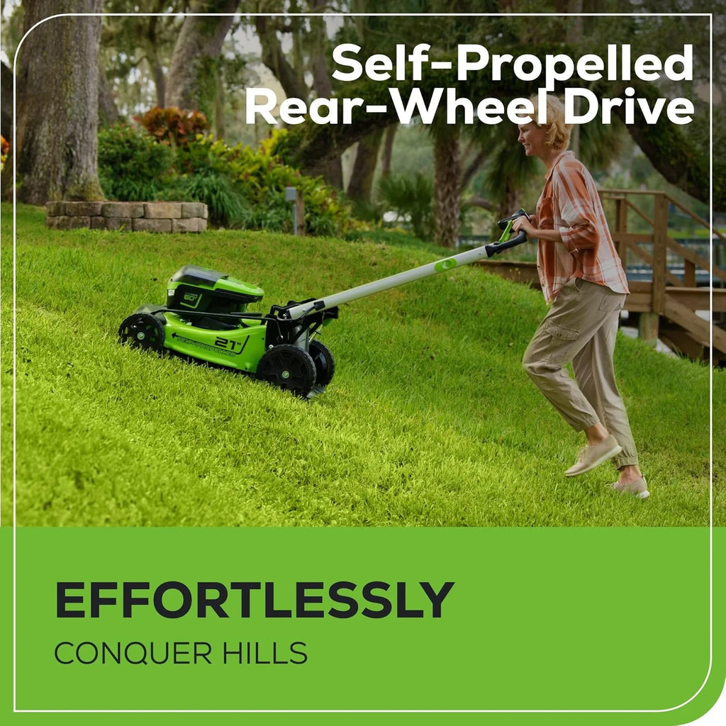 60V 21 Cordless (Self-Propelled) Lawn Mower , 2 x 4.0Ah Batteries and Dual Port Rapid Charger