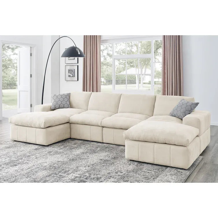134 Wide Reversible Modular Sectional with Ottoman