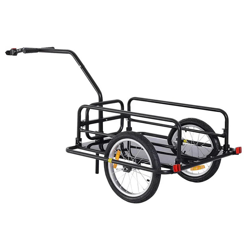 Foldable Bike Cargo Trailer, 80lbs Capacity, 16 Wheels, Black, with Hitch