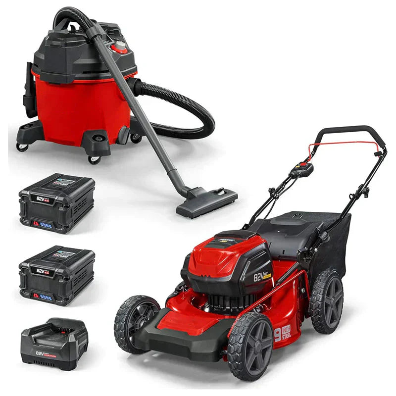 82V MAX 21 Electric Cordless Lawn Mower, Steel Deck, 3-in-1 Design, Red/Black