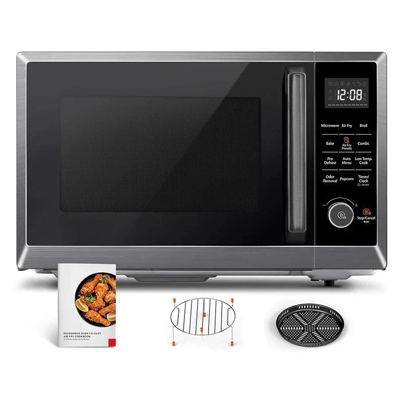 Air Fryer Combo 8-in-1 Countertop Microwave Oven, with Convection, Broil, Odor Removal Mode, 12.4 Position Memory Turntable, Child-Lock, 1.0 Cu.ft, Black Stainless Steel, ML2-EC10SA(BS)