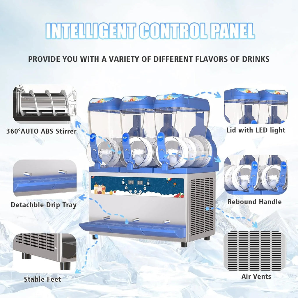 Commercial Slushy Machine – 1000W 30L Tanks Slush Maker Machine 304 Stainless Steel Commercial Margarita Machines Efficient Cooling the Ideal Slushie Maker for Bars Cafes Restaurants