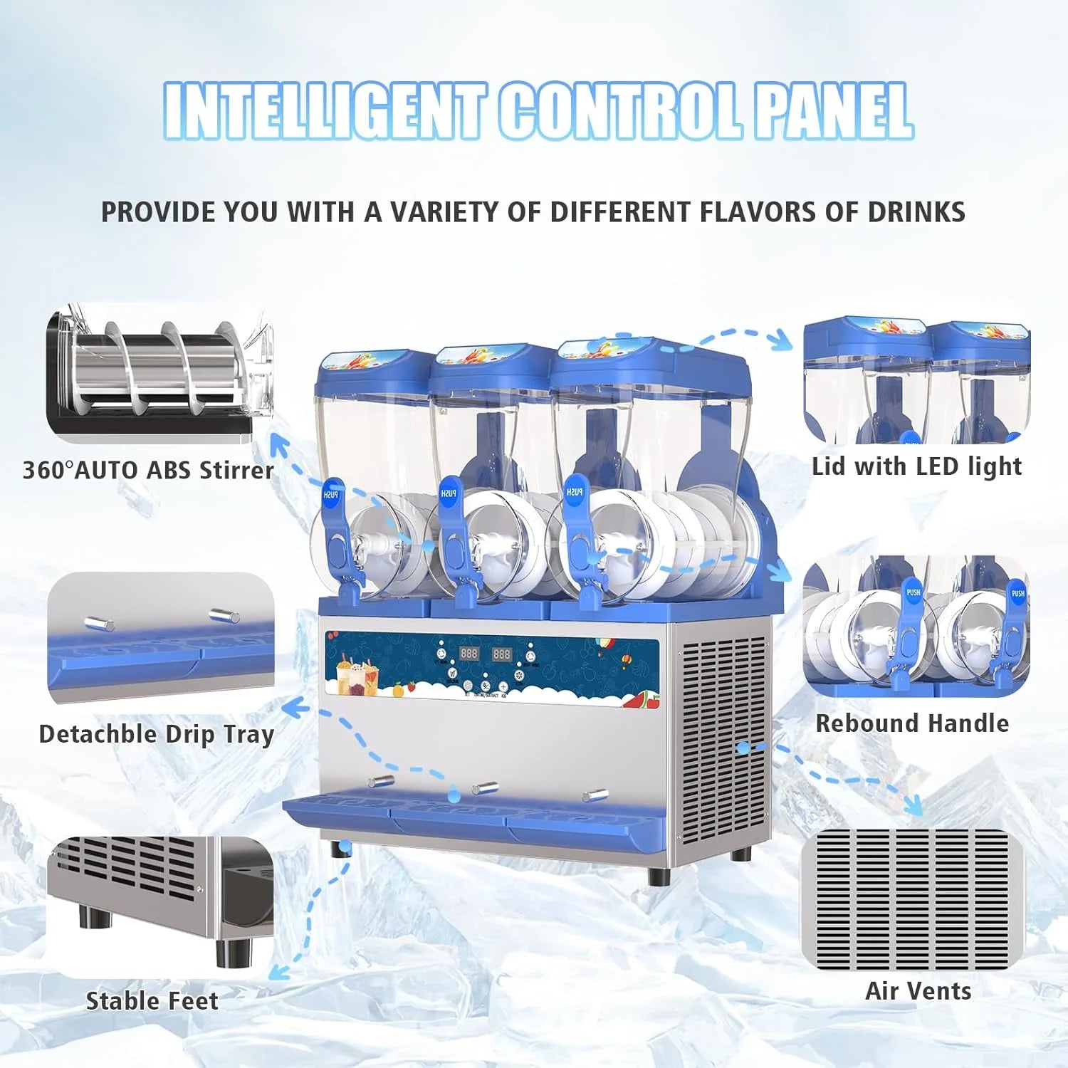 Commercial Slushy Machine – 1000W 30L Tanks Slush Maker Machine 304 Stainless Steel Commercial Margarita Machines Efficient Cooling the Ideal Slushie Maker for Bars Cafes Restaurants