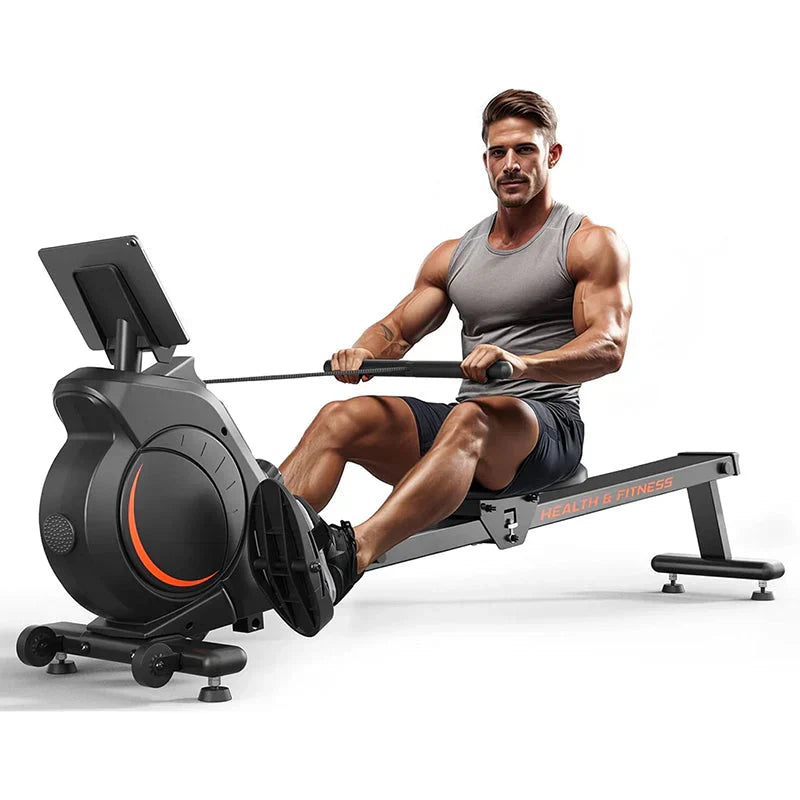 Magnetic/Water Rowing Machine 350 LB Weight Capacity – Foldable Rower for Home Use with Bluetooth, App Supported, Tablet Holder and Comfortable Seat Cushion