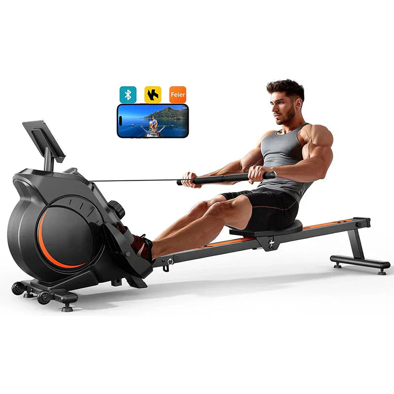 Magnetic/Water Rowing Machine 350 LB Weight Capacity – Foldable Rower for Home Use with Bluetooth, App Supported, Tablet Holder and Comfortable Seat Cushion