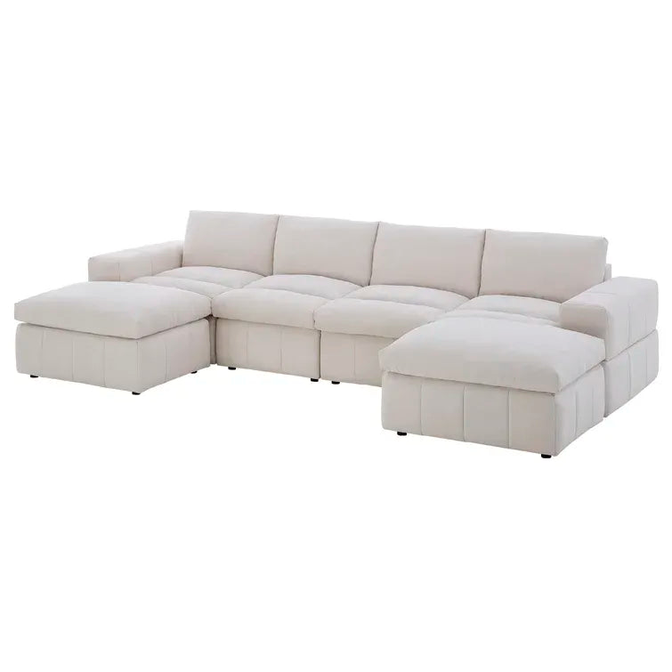 134 Wide Reversible Modular Sectional with Ottoman