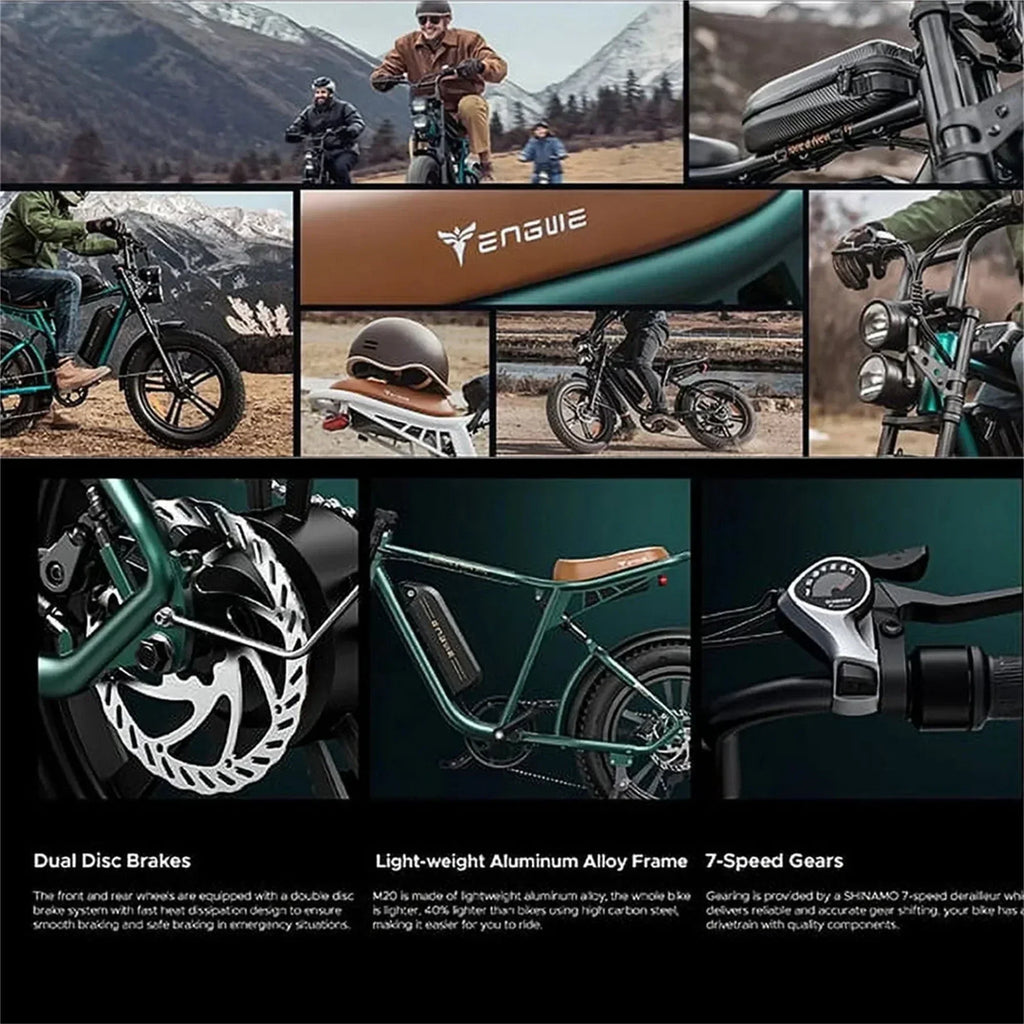 1000W Electric Bike for Adults, Retro-Style, 28mph, 94 Miles Range, 20×4.0 Fat Tires, Full Suspension, UL Certified