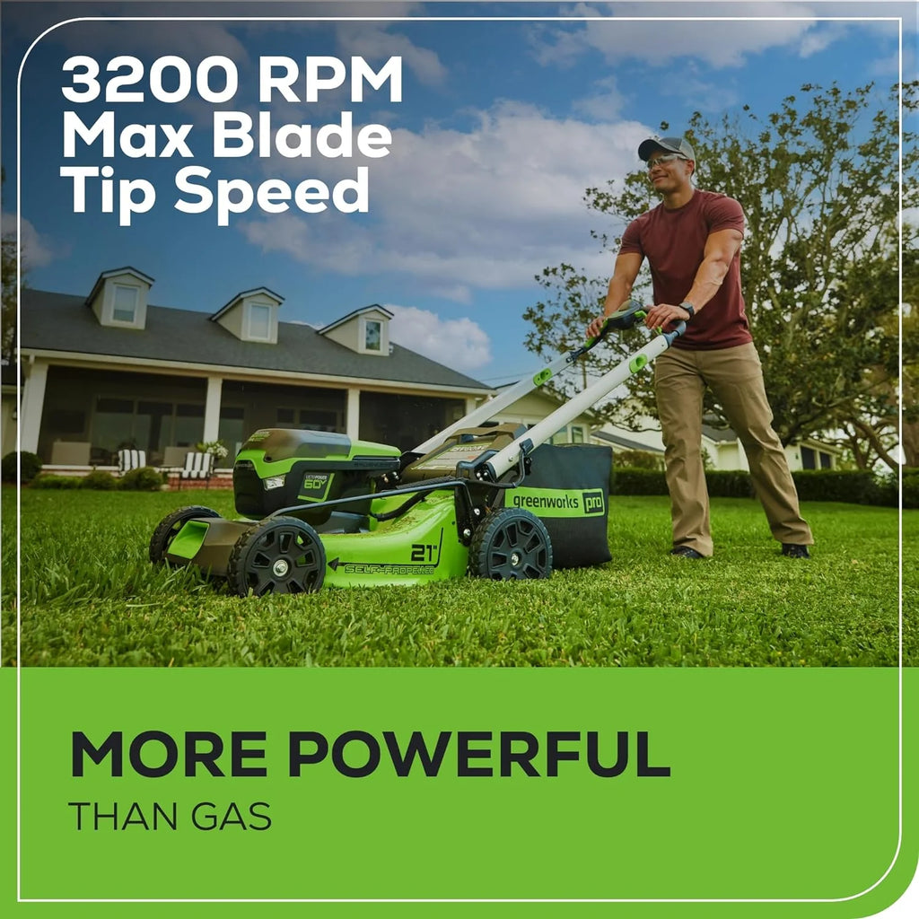 60V 21 Cordless (Self-Propelled) Lawn Mower , 2 x 4.0Ah Batteries and Dual Port Rapid Charger
