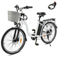 350W Electric Commuter Bike for Adults, 26 Cruiser Ebike with 36V 12.5AH Removable Battery, Shimano 6-Speed, Dual Shock Absorber, Basket