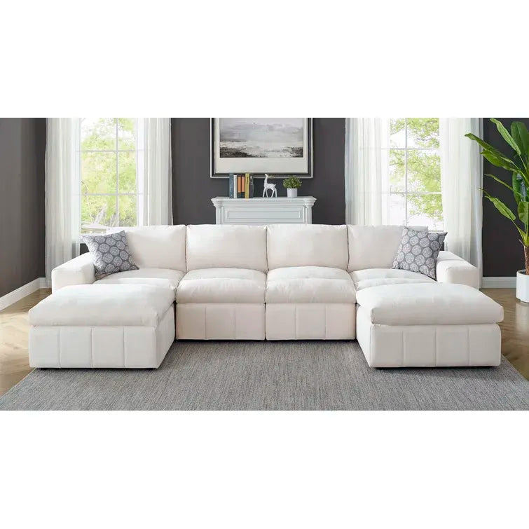 134 Wide Reversible Modular Sectional with Ottoman