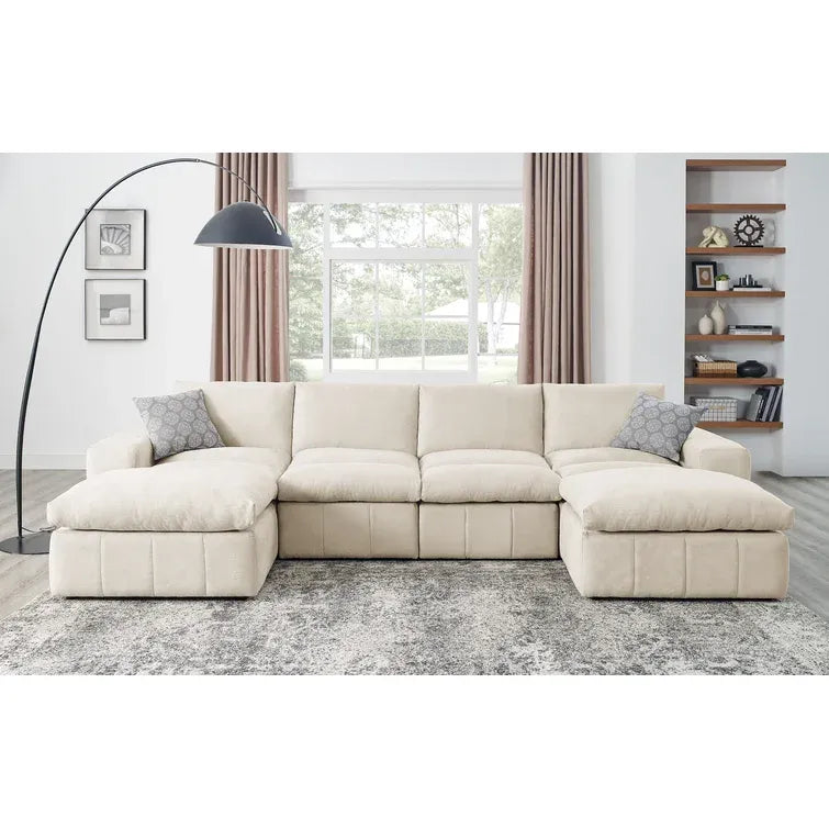 134 Wide Reversible Modular Sectional with Ottoman