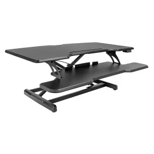 Electric Standing Desk Converter with 38Tabletop, Height Adjustable Sit Stand Desk Riser, Motorized Desk Riser with Keyboard Tray and Device Slot, Fits Monitor & Laptop, Black