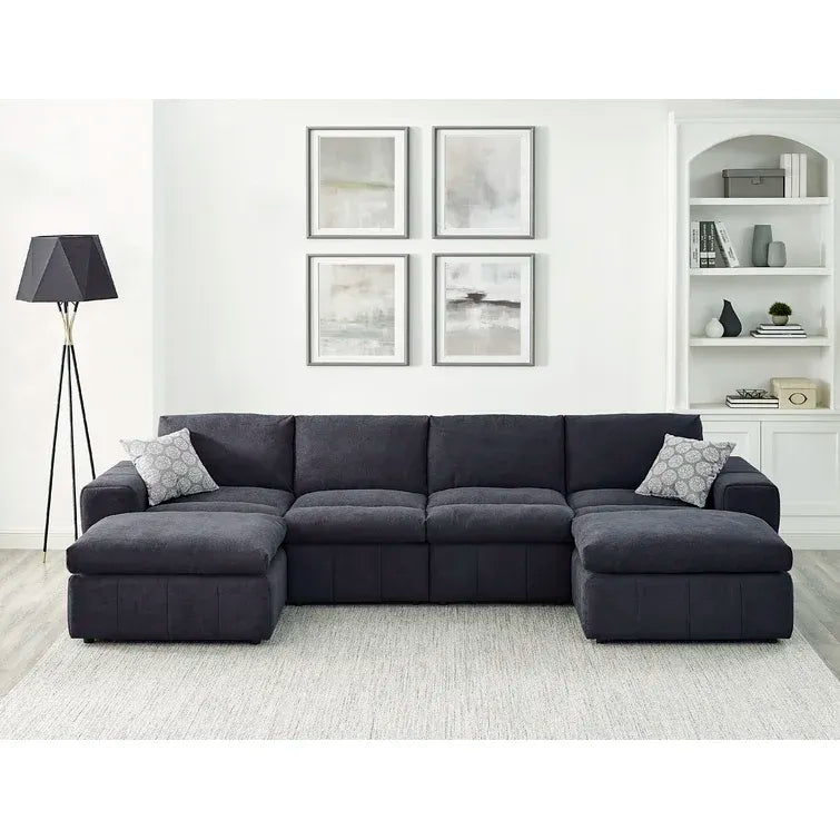 134 Wide Reversible Modular Sectional with Ottoman