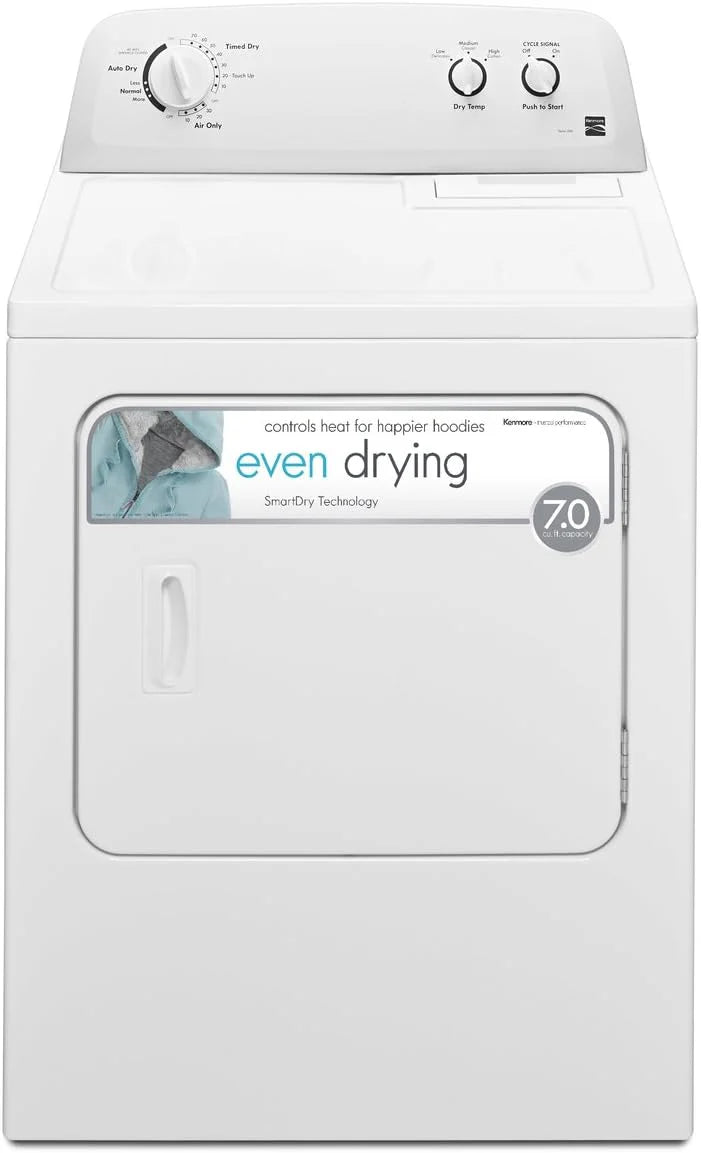 29 Front Load Electric Dryer with Wrinkle Guard and 7.0 Cubic Ft. Total Capacity, White