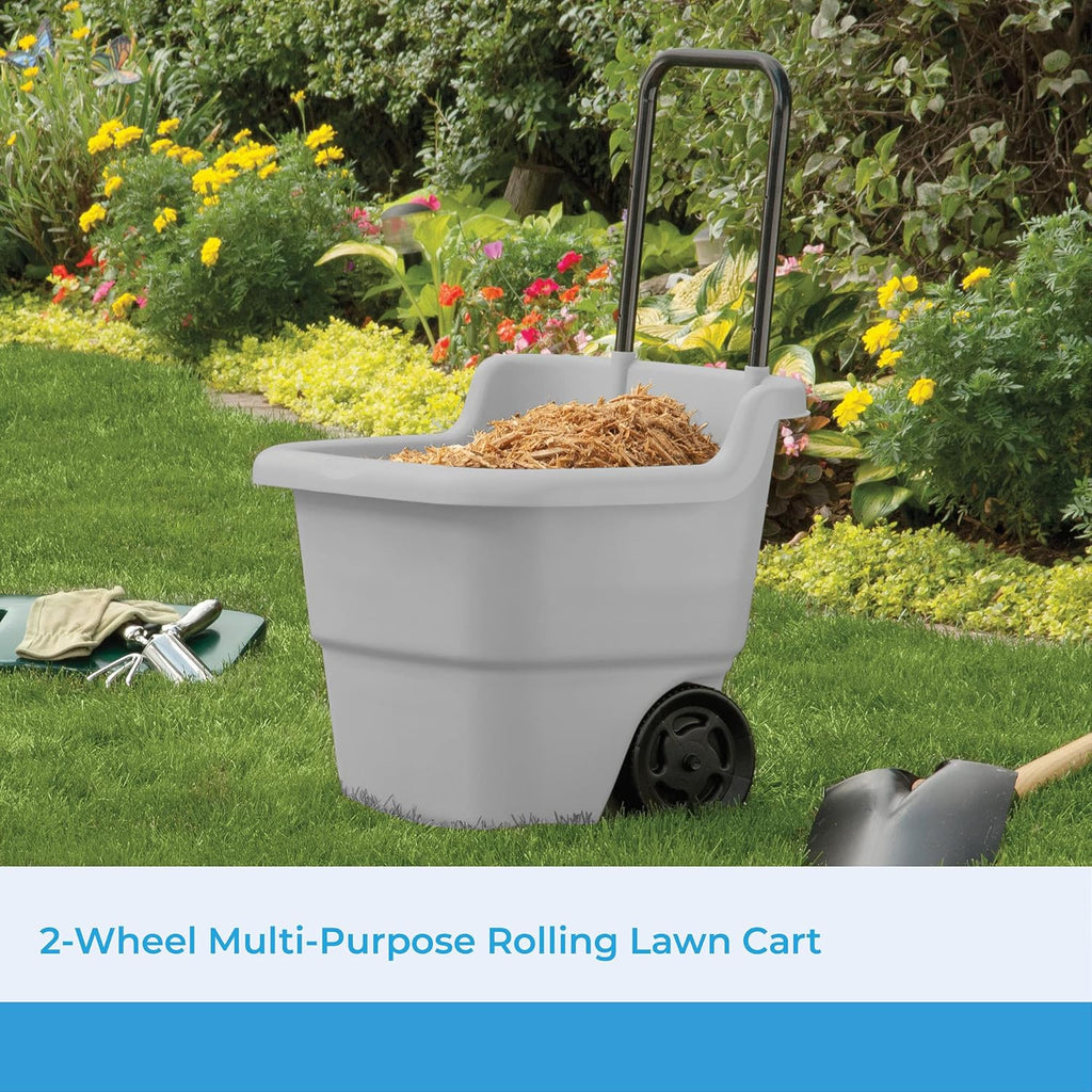 Resin 15.5 Gallon Multi-Purpose Rolling Cart with Wheels, Durable Plastic, Brown/Taupe