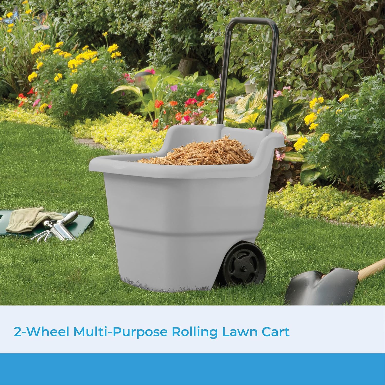 Resin 15.5 Gallon Multi-Purpose Rolling Cart with Wheels, Durable Plastic, Brown/Taupe