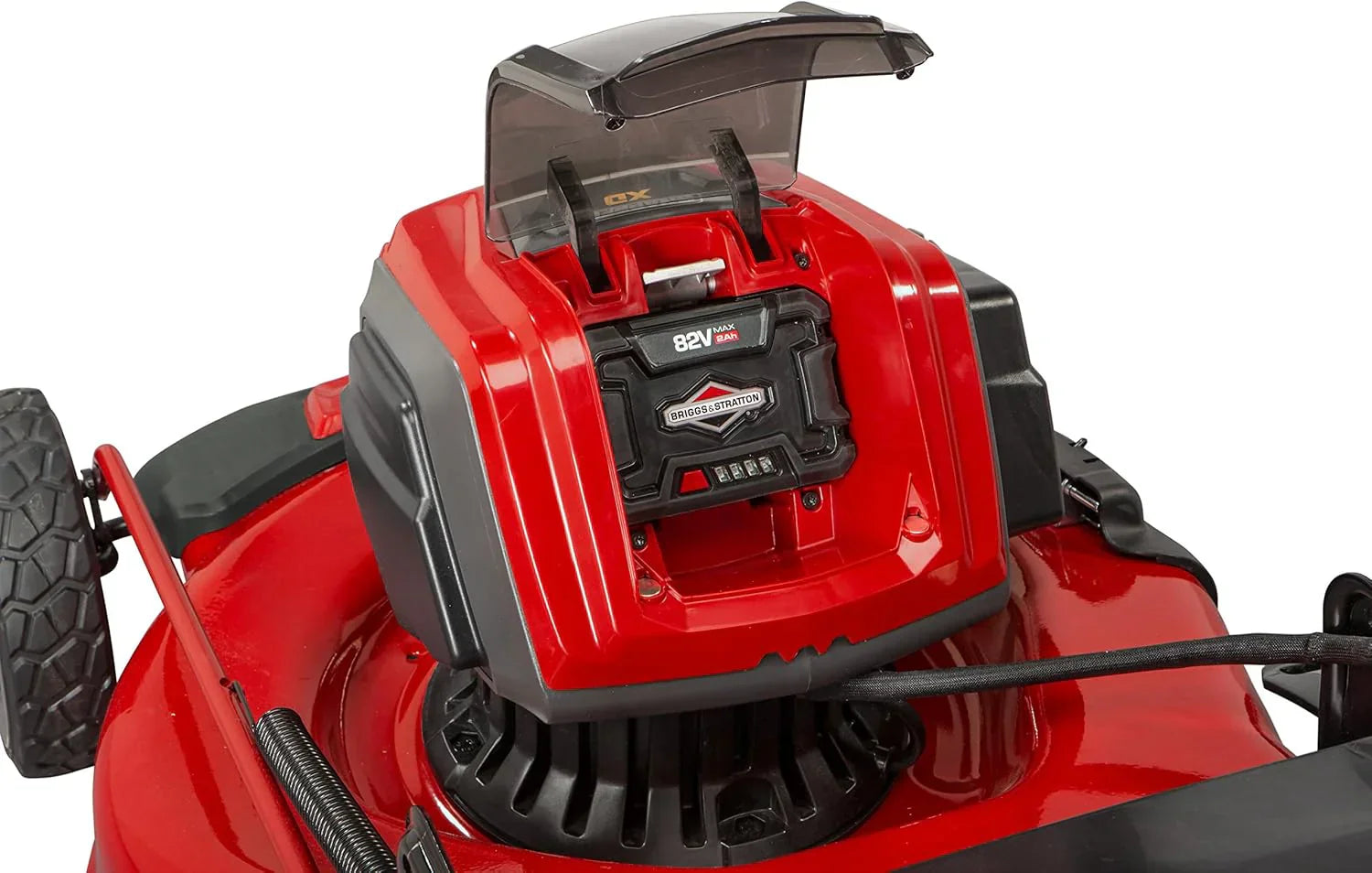 82V MAX 21 Electric Cordless Lawn Mower, Steel Deck, 3-in-1 Design, Red/Black