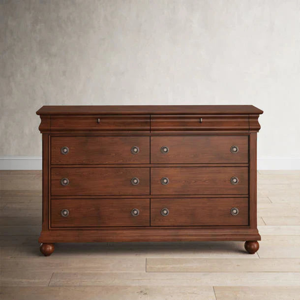 8 Drawer 64” W Double Dresser With Mirror