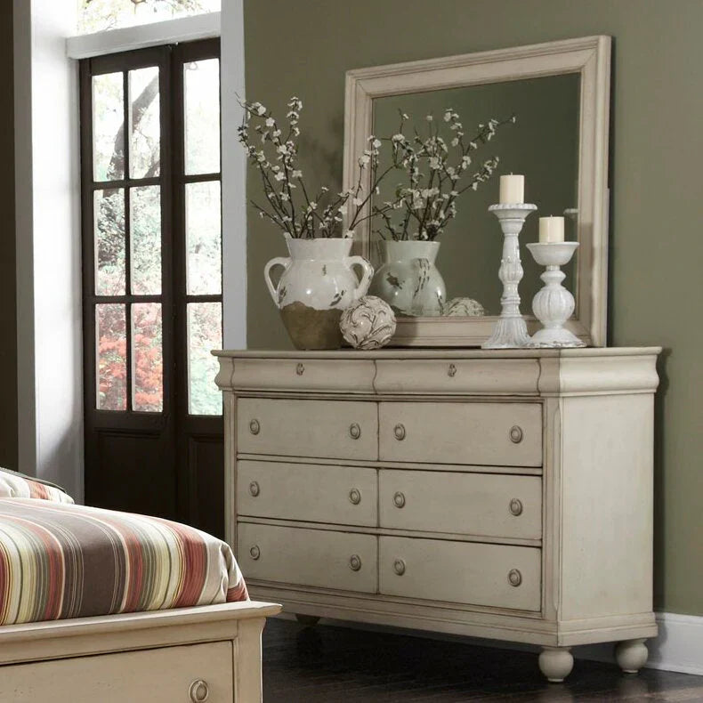 8 Drawer 64” W Double Dresser With Mirror
