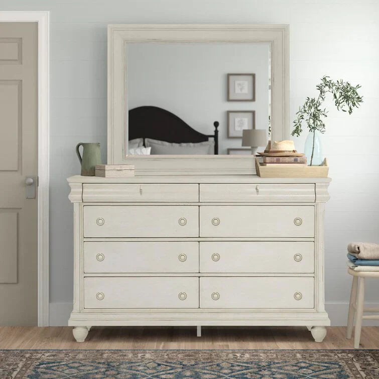 8 Drawer 64” W Double Dresser With Mirror