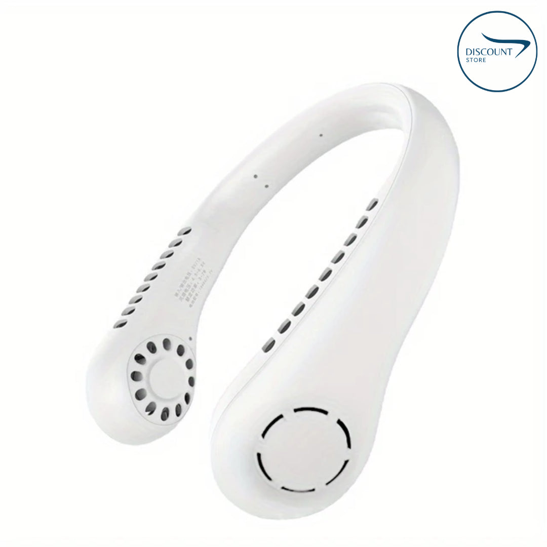 The FrSara neckband fan is a portable personal fan with powerful airflow, a 4000mAh high-capacity battery, 360° omnidirectional airflow, hair-free operation, double-sided airflow, anti-slip design, fast charging, and ultra-long battery life.