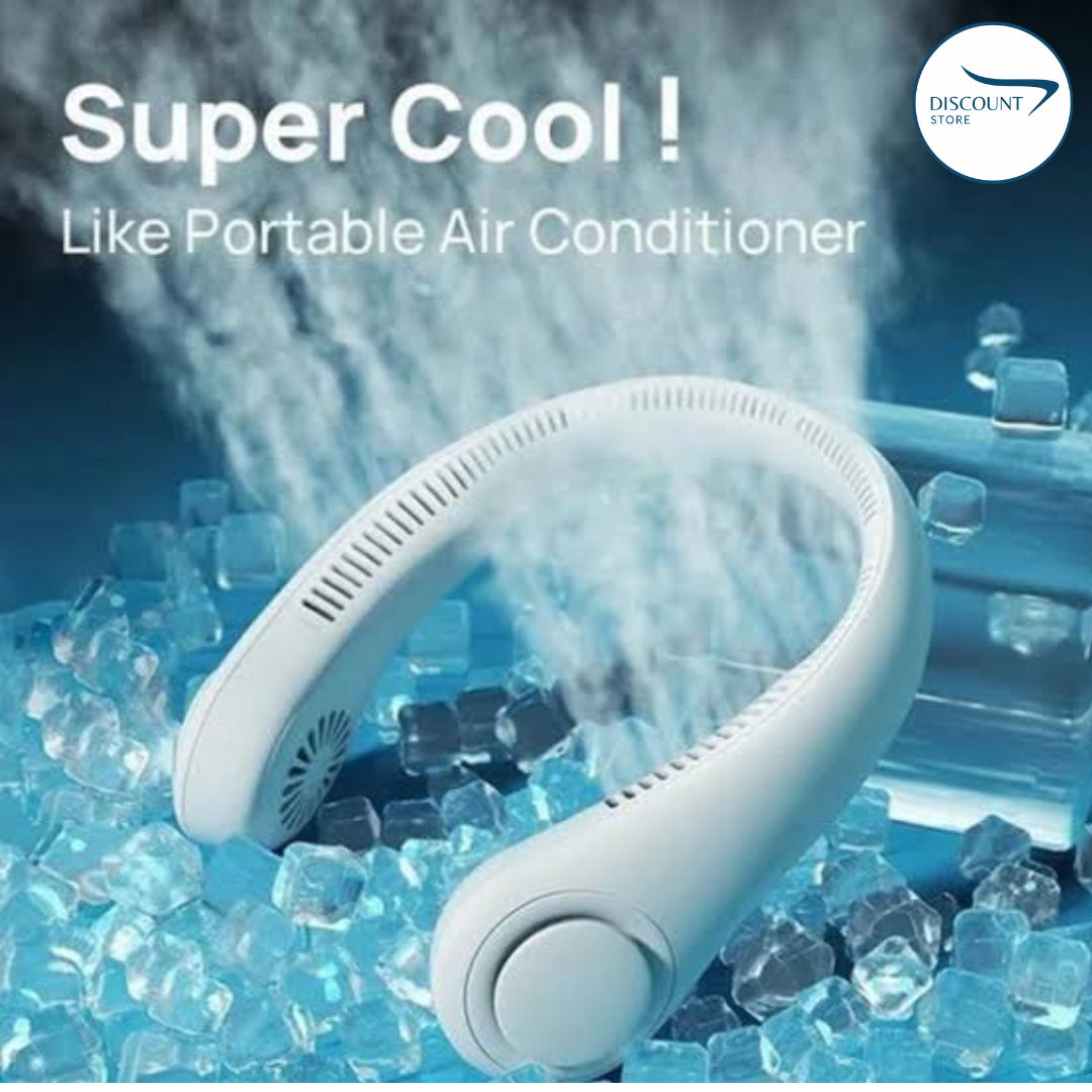 The FrSara neckband fan is a portable personal fan with powerful airflow, a 4000mAh high-capacity battery, 360° omnidirectional airflow, hair-free operation, double-sided airflow, anti-slip design, fast charging, and ultra-long battery life.