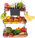 Vevor Fruit Basket 3-Tier Countertop Storage Stand with Banana Hangers New