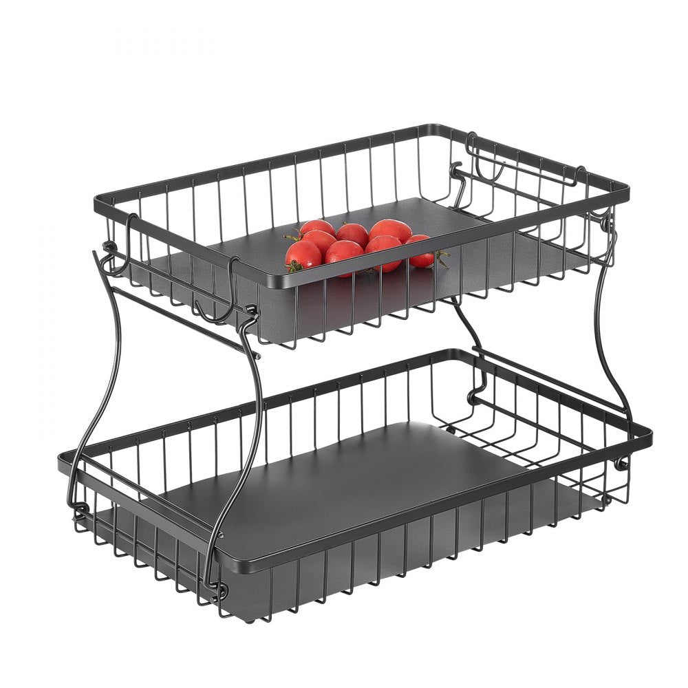 Vevor Fruit Basket 2-Tier Countertop Storage Stand with Banana Hangers New