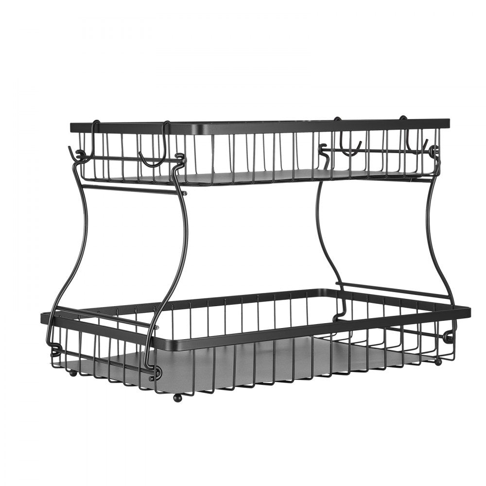 Vevor Fruit Basket 2-Tier Countertop Storage Stand with Banana Hangers New