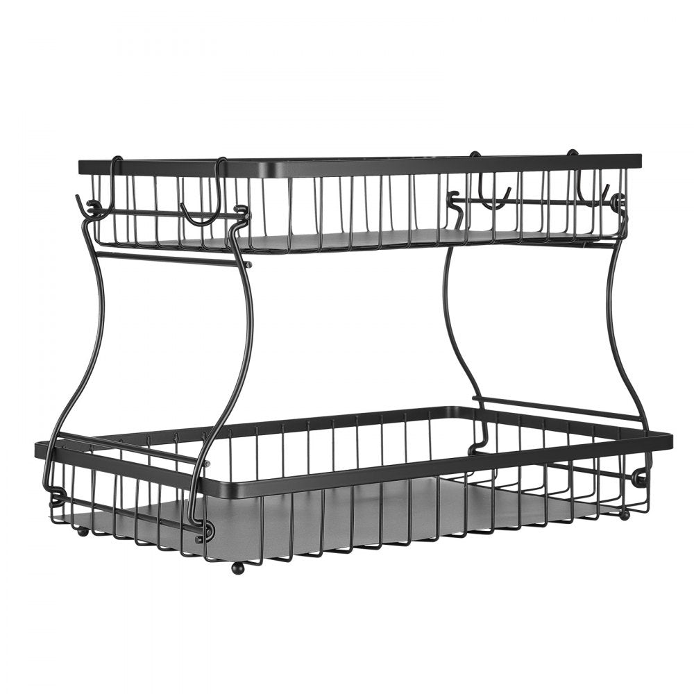 Vevor Fruit Basket 2-Tier Countertop Storage Stand with Banana Hangers New